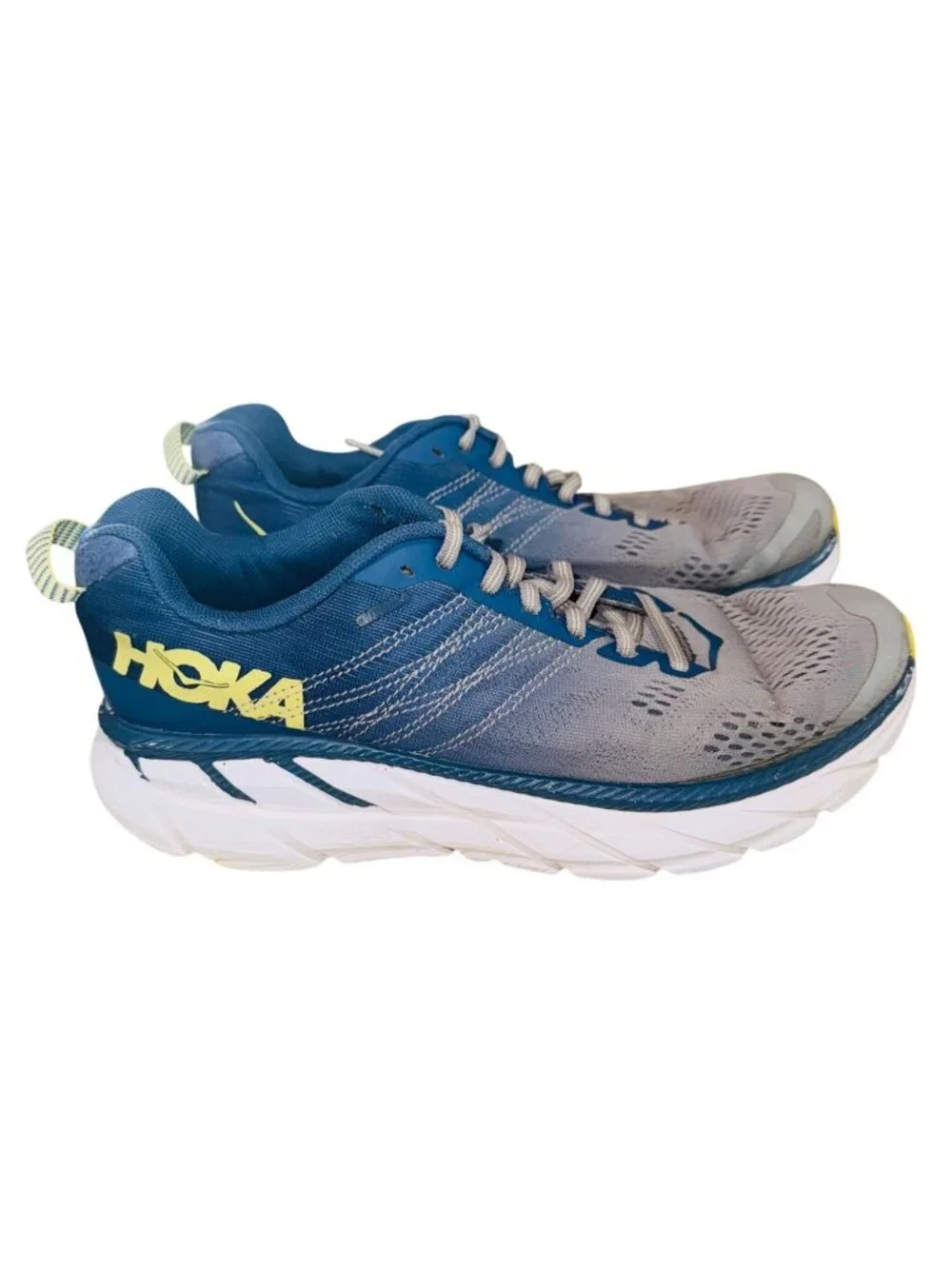 Hoka One One Clifton 6 Running Shoes Womens Size 9 Blue Gray Lightweight Cushion